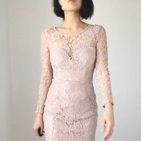 Lace Dusty Rose Pink Dress - Picture 2 of 5